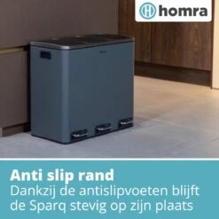Homra SPARQ Afvalscheiding Prullenbak 3 Vakken - 3 X 18 L Inhoud - 54 Liter - Grijs - RVS - Trio Pedaalemmer - 3-vaks Recycle Afvalemmer - Hygiënisch Afval Scheiden - Grijze Keuken Vuilbak - Kantoor Prullenbak - Pedaal - Afvalscheidingsprullenbak -Huishoudelijke Schoonmaak 1200x1200 2691