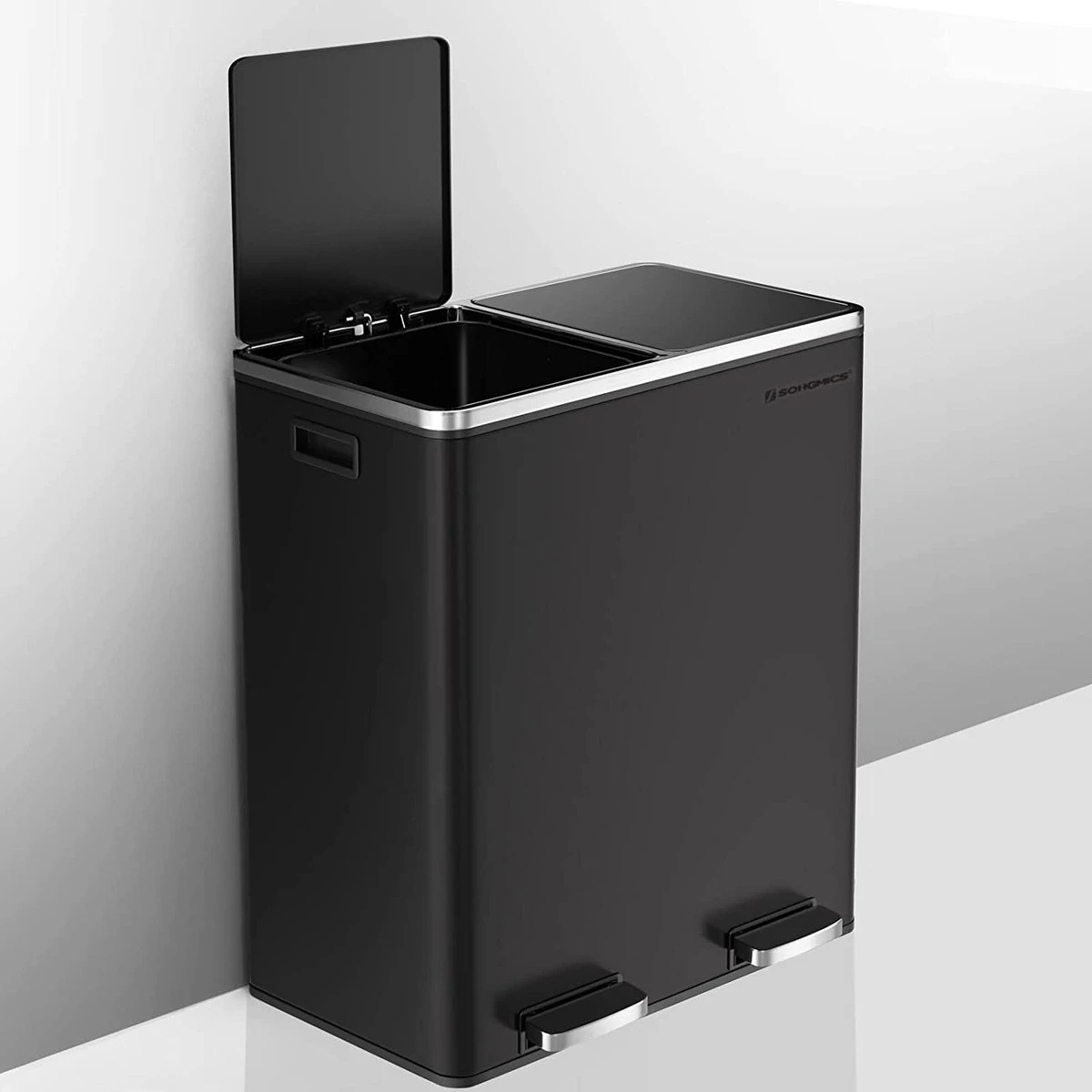 Soph & Tess Prullenbak Afvalscheiding - Vuilnisbak 60L (2x 30L) - Pedaalemmer - 59 X 65 X 32 Cm - Zwart 3 Soph & Tess Prullenbak Afvalscheiding - Vuilnisbak 60L (2x 30L) - Pedaalemmer - 59 X 65 X 32 Cm - Zwart