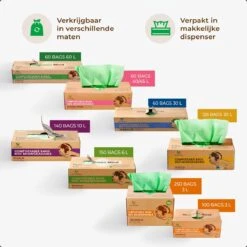 Biozakken 2/3 Liter 250 Stuks Biologisch Afbreekbare Afvalzakken – 26 X 29 Cm - 100% Composteerbare Vuilniszakken - Incl. Dispenser - Gft Afvalzakken -Huishoudelijke Schoonmaak 1200x1200 2755