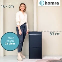 Homra Nexo Afvalscheiding Sensor Prullenbak Zwart 72 Liter - 3 Vakken - 2x12L+48L - Infrarood Sensor - Design Trio Afvalemmer - Afvalscheidingsprullenbak - Keuken Afvalemmer - Recycle Afvalbak - Hygiënisch - Kantoor Vuilbak - Elektrisch - Vuilnisbak -Huishoudelijke Schoonmaak 1200x1200 2877