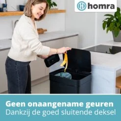 Homra Nexo Afvalscheiding Sensor Prullenbak Zwart 72 Liter - 3 Vakken - 2x12L+48L - Infrarood Sensor - Design Trio Afvalemmer - Afvalscheidingsprullenbak - Keuken Afvalemmer - Recycle Afvalbak - Hygiënisch - Kantoor Vuilbak - Elektrisch - Vuilnisbak -Huishoudelijke Schoonmaak 1200x1200 2878