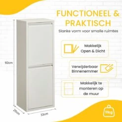 VEEHAUS – Allen - Prullenbak 2 Vakken – Afvalemmer 30 Liter (2x 15L) – Wit - 2-vaks Prullenbak Afvalscheiding – Afvalbak Metaal – Hygiënisch Recyclen - Afval Scheiden - Prullenbak -Huishoudelijke Schoonmaak 1200x1200 2894