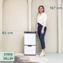 Prullenbak Met Sensor - 60 L - Afvalscheiding Vuilbak StangVollby Halden - RVS - 4 Vakken - Automatisch Lucht Filter - 60 Liter (2×18L + 2×12L) - Automatische Soft Close Deksel Met Infrarood Sensor - 4 Vaks Afvalemmer - Bacterie Filter - Wit -Huishoudelijke Schoonmaak 1200x1200 2975