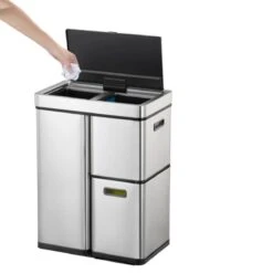 EKO Mirage Plus Sensor Afvalscheider Prullenbak - 30 + 15 + 15 L - Mat RVS -Huishoudelijke Schoonmaak 1200x1200 3021