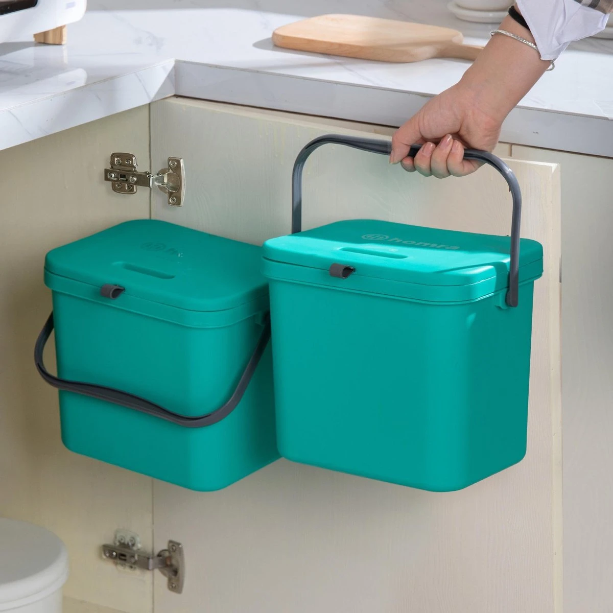 Homra Wall-up Prullenbak | Inbouwprullenbak Ophangbaar Met Plakstrip | GFT Vuilbak | Werkblak Afvalbak | Draagbare Vuilnisemmer | 8L Inhoud | Groen 16 Homra Wall-up Prullenbak | Inbouwprullenbak Ophangbaar Met Plakstrip | GFT Vuilbak | Werkblak Afvalbak | Draagbare Vuilnisemmer | 8L Inhoud | Groen - Afbeelding 14