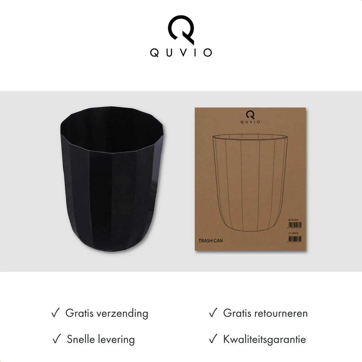 QUVIO Prullenbak Plastic / Papierbak / Papiermand / Afvalbak / Afvalemmer - Zwart 8 QUVIO Prullenbak Plastic / Papierbak / Papiermand / Afvalbak / Afvalemmer - Zwart - Afbeelding 6