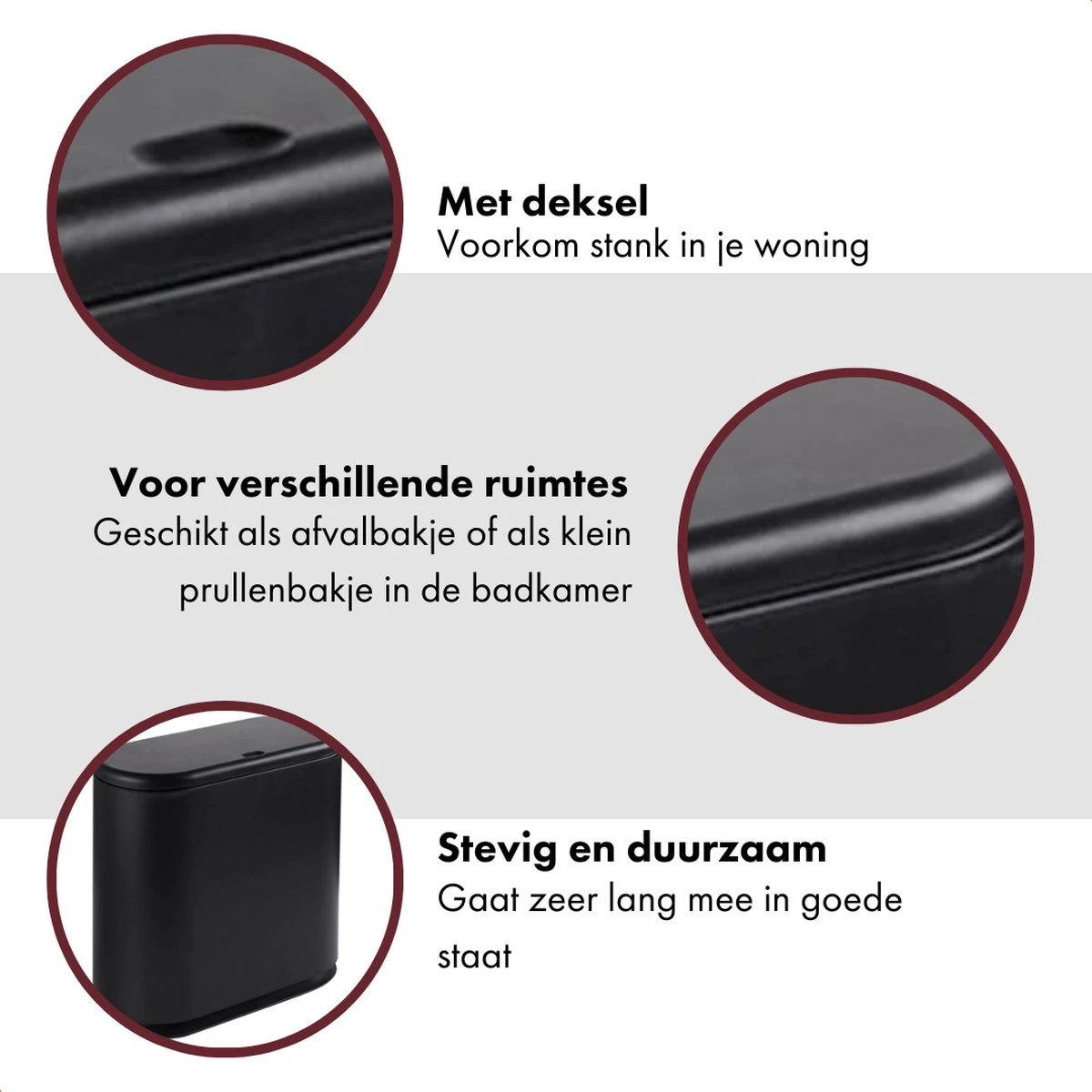 QUVIO Prullenbak / Prullenmand / Papierbak / Afvalbak / Afvalbak / Prullenbakken / Vuilnisbak - Met Deksel - 10L 6 QUVIO Prullenbak / Prullenmand / Papierbak / Afvalbak / Afvalbak / Prullenbakken / Vuilnisbak - Met Deksel - 10L - Afbeelding 4