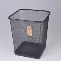 Merkloos Decopatent® Design Vierkant Prullenbak Voor Kantoor - Papierbak - Mesh Metaal - Papiermand - Prullenmand Voor Onder Bureau - Zwart -Huishoudelijke Schoonmaak 1200x1200 3254