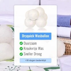 DRYQUICK Drogerballen- Wasbollen- Duurzaam Schapenwol - Herbruikbaar- 6 XL Wasballen Wit -Huishoudelijke Schoonmaak 1200x1200 562