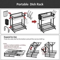 TammaT - Afdruiprek Met Lekbak 2 Laags – Inklapbaar - Afwasrek – Met 2 Lekbakken – Extra Accessories Voor Servies En Snijplanken - RVS - 38x35x26,5cm 16 TammaT - Afdruiprek Met Lekbak 2 Laags – Inklapbaar - Afwasrek – Met 2 Lekbakken – Extra Accessories Voor Servies En Snijplanken - RVS - 38x35x26,5cm -Huishoudelijke Schoonmaak 1200x1200 702