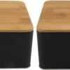 Set Van 2x Stuks Opbergblikken/bewaarblikken Zwart Met Bamboe Deksel 1,7L 19 X 13 X 7 Cm - Voorraadblikken/koekblikken -Huishoudelijke Schoonmaak 1200x350
