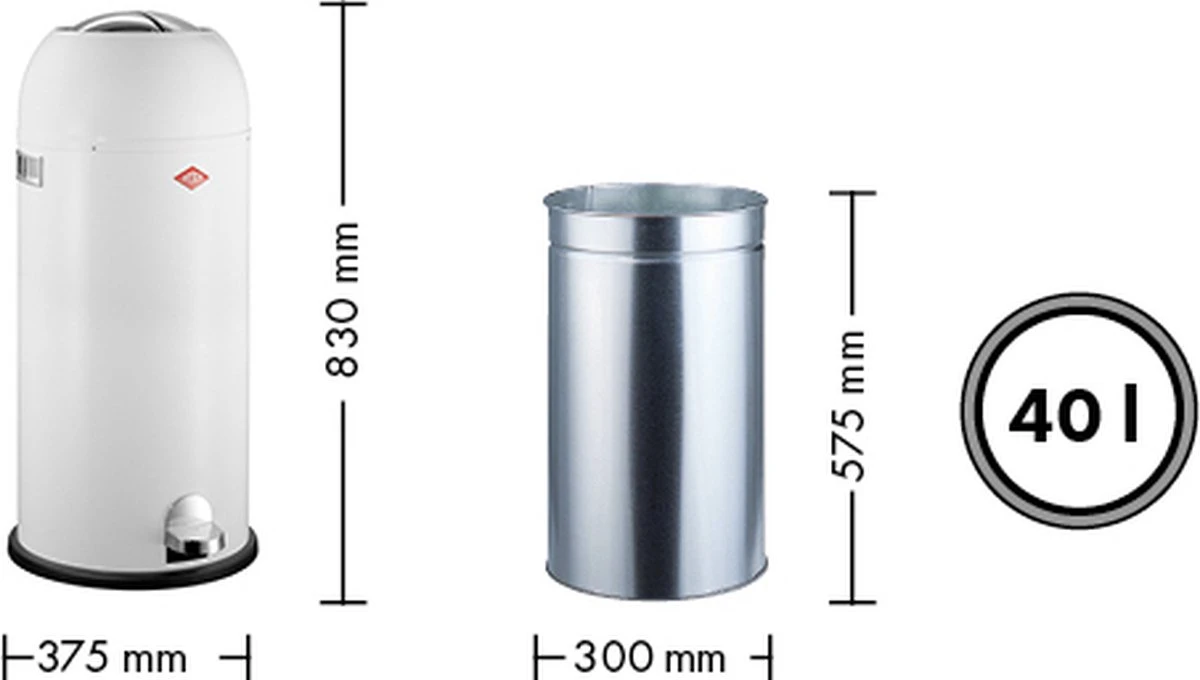 Prullenbak - Wesco Kickmaster Maxi Pedaalemmer - 40 L - Amandel 4 Prullenbak - Wesco Kickmaster Maxi Pedaalemmer - 40 L - Amandel - Afbeelding 2