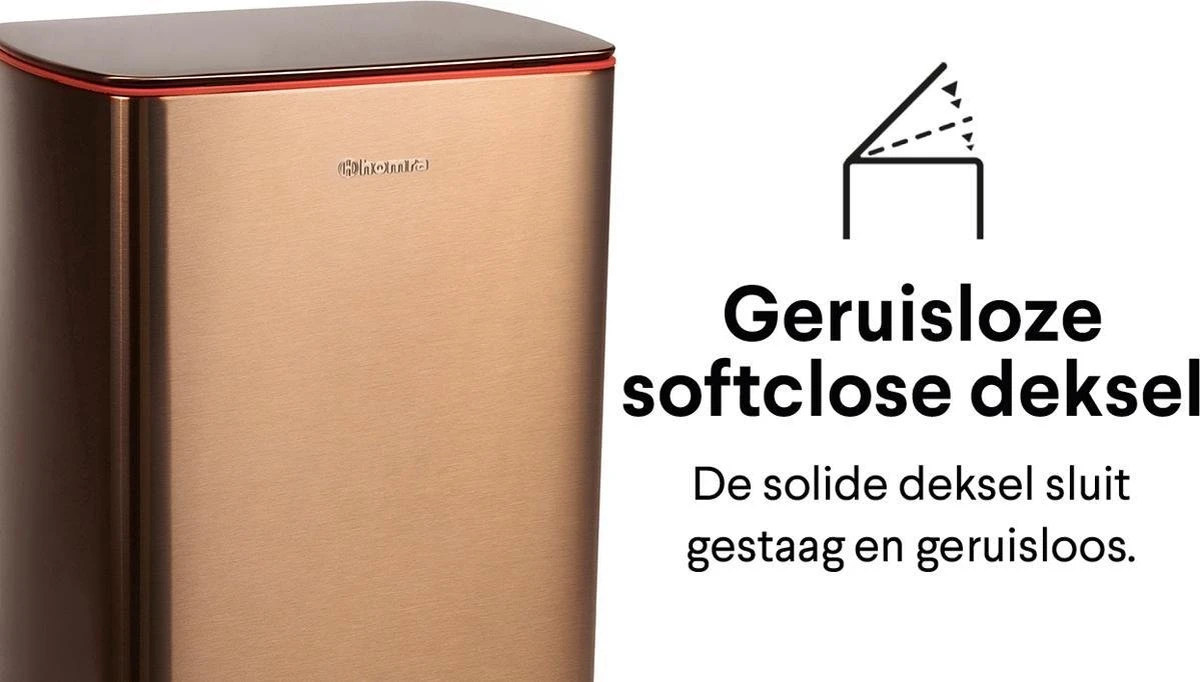 Homra Koniq Prullenbak Met Pedaal - 50 Liter - RVS - Pedaalemmer - Automatisch Lucht Filter - Odor Control - 50L Capaciteit - Soft Close Deksel - Afvalemmer - Design - Hygiënisch - Koper 6 Homra Koniq Prullenbak Met Pedaal - 50 Liter - RVS - Pedaalemmer - Automatisch Lucht Filter - Odor Control - 50L Capaciteit - Soft Close Deksel - Afvalemmer - Design - Hygiënisch - Koper - Afbeelding 4