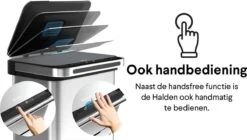 Homra DEXER Afvalscheiding Prullenbak - 4 Vakken - 60 Liter (2×18L + 2×12L) - Recycle Sensor Prullenbak - RVS Afvalemmer - Afvalscheidingsprullenbak - Design Keuken Afvalemmer - Automatische Lucht- En Bacterie Filter - Soft Close Deksel – Kleur RVS -Huishoudelijke Schoonmaak 1200x682 4