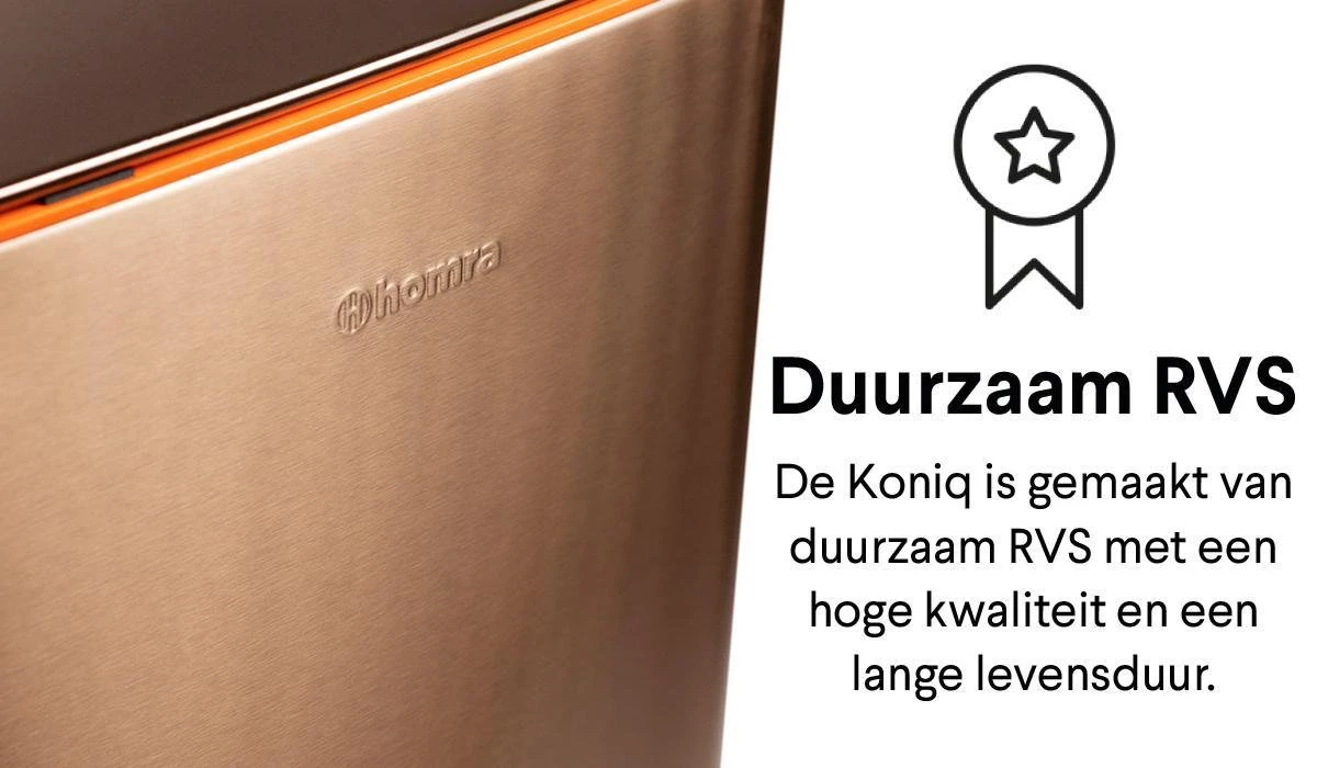 Homra Koniq Prullenbak Met Pedaal - 50 Liter - RVS - Pedaalemmer - Automatisch Lucht Filter - Odor Control - 50L Capaciteit - Soft Close Deksel - Afvalemmer - Design - Hygiënisch - Koper 8 Homra Koniq Prullenbak Met Pedaal - 50 Liter - RVS - Pedaalemmer - Automatisch Lucht Filter - Odor Control - 50L Capaciteit - Soft Close Deksel - Afvalemmer - Design - Hygiënisch - Koper - Afbeelding 6