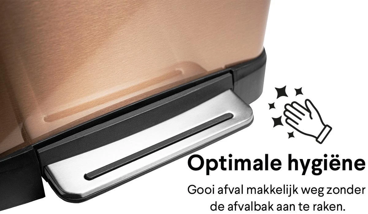 Homra Koniq Prullenbak Met Pedaal - 50 Liter - RVS - Pedaalemmer - Automatisch Lucht Filter - Odor Control - 50L Capaciteit - Soft Close Deksel - Afvalemmer - Design - Hygiënisch - Koper 14 Homra Koniq Prullenbak Met Pedaal - 50 Liter - RVS - Pedaalemmer - Automatisch Lucht Filter - Odor Control - 50L Capaciteit - Soft Close Deksel - Afvalemmer - Design - Hygiënisch - Koper - Afbeelding 12