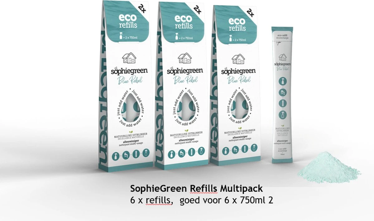 SophieGreen Blue Rebel Allesreiniger 3x2 Navullingen (=6x750ml) 3 SophieGreen Blue Rebel Allesreiniger 3x2 Navullingen (=6x750ml)