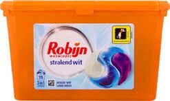 Robijn Wascapsules - 3-in-1 - Stralend Wit - 15 Stuks -Huishoudelijke Schoonmaak 1200x714