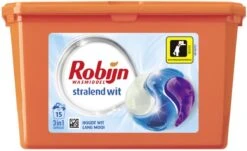 Robijn Wascapsules - 3-in-1 - Stralend Wit - 15 Stuks -Huishoudelijke Schoonmaak 1200x736
