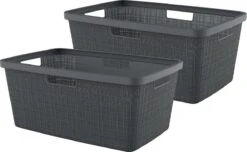 Curver Jute Wasmand 46L - 2 Stuks - Donkergrijs 19 Curver Jute Wasmand 46L - 2 Stuks - Donkergrijs -Huishoudelijke Schoonmaak 1200x740