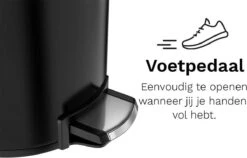 Pedaalemmer Stangvollby Kallax - 5 Liter - RVS - Zwart - Prullenbak - Toilet - Badkamer - Klein - Soft Close Deksel - Chique Design - Kleine Zwarte Pedaal Afvalemmer - Vuilnisbak Badkamer -Huishoudelijke Schoonmaak 1200x770 4