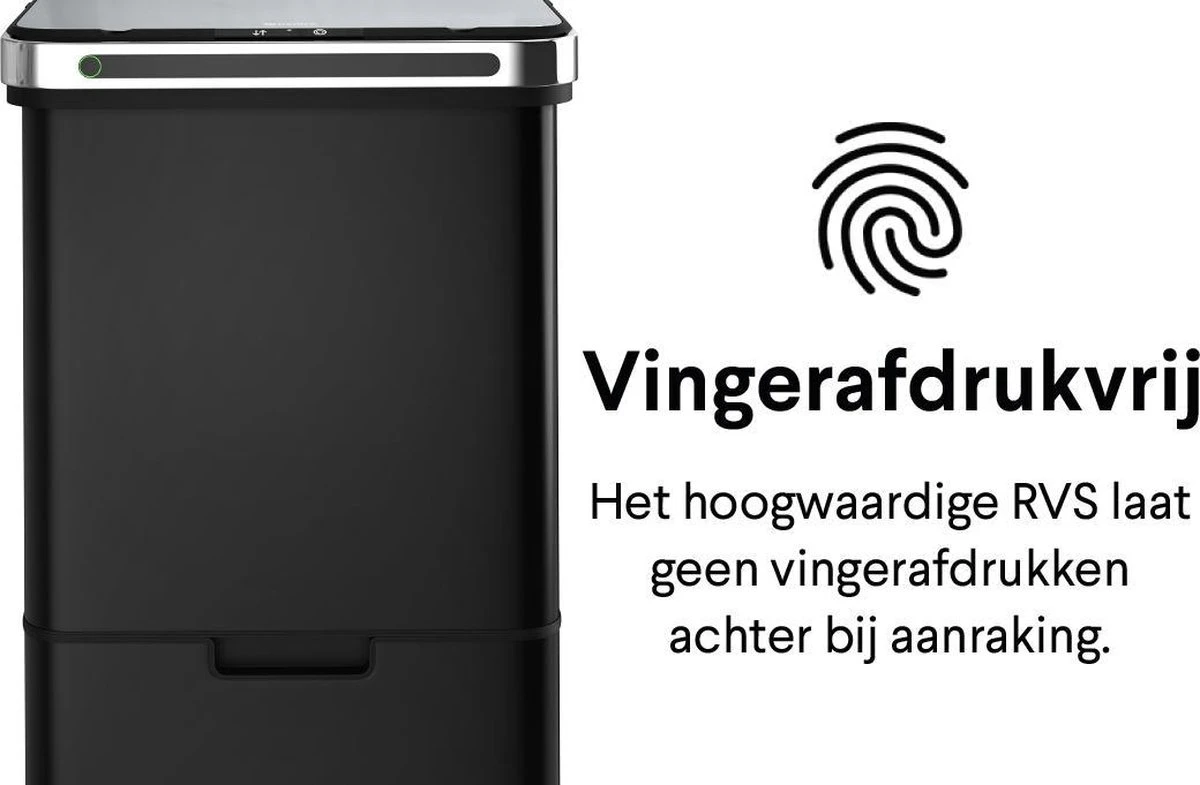 Homra DEXER Afvalscheiding Prullenbak - 4 Vakken - 60 Liter (2×18L + 2×12L) - Recycle Sensor Prullenbak - RVS Afvalemmer - Afvalscheidingsprullenbak - Design Keuken Afvalemmer - Automatische Lucht- En Bacterie Filter - Soft Close Deksel – Kleur Zwart 19 Homra DEXER Afvalscheiding Prullenbak - 4 Vakken - 60 Liter (2×18L + 2×12L) - Recycle Sensor Prullenbak - RVS Afvalemmer - Afvalscheidingsprullenbak - Design Keuken Afvalemmer - Automatische Lucht- En Bacterie Filter - Soft Close Deksel – Kleur Zwart - Afbeelding 17