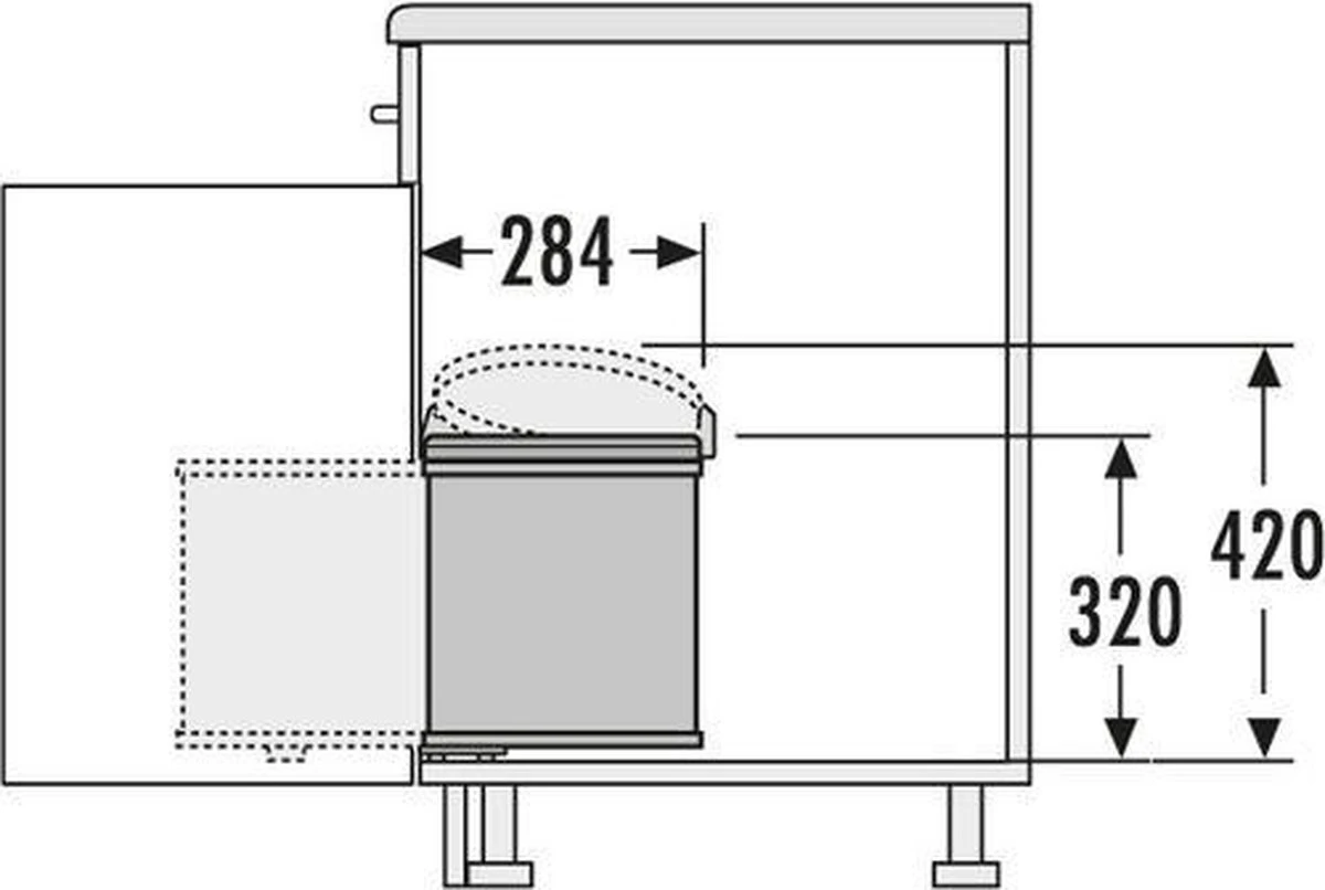 Hailo Inbouw Prullenbak - 15 L - Zilvergrijs / Zwart 8 Hailo Inbouw Prullenbak - 15 L - Zilvergrijs / Zwart - Afbeelding 6