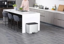 EKO EcoCasa III Recycling Prullenbak - 15 + 15 L - Mat RVS -Huishoudelijke Schoonmaak 1200x833 6