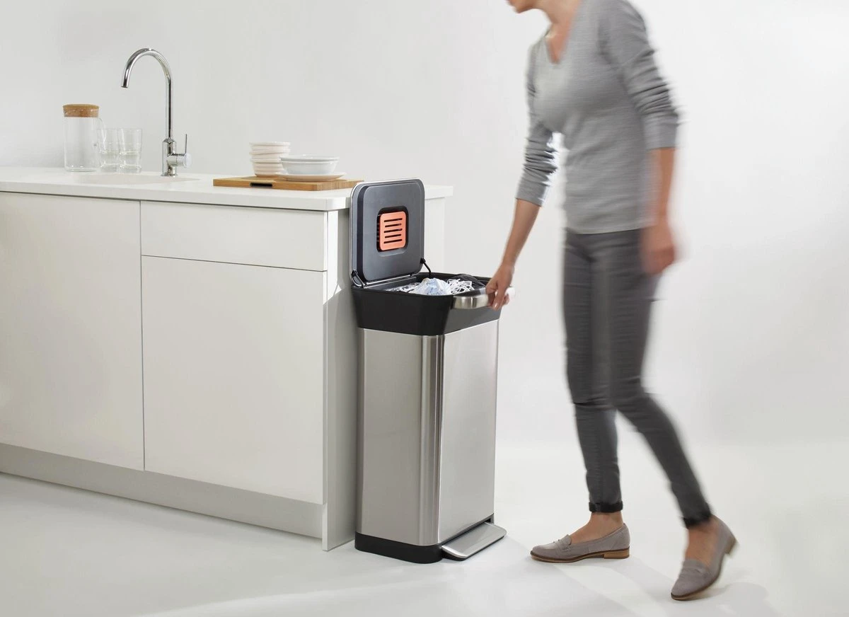 Joseph Joseph Intelligent Waste Prullenbak Titan Slim - RVS - 30 L - Zilver 6 Joseph Joseph Intelligent Waste Prullenbak Titan Slim - RVS - 30 L - Zilver - Afbeelding 4