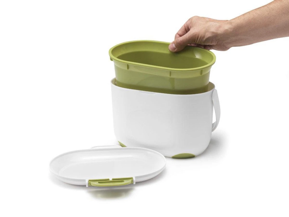 Prullenbak - Compost Caddy-GFT Afvalbakje - Losse Binnenemmer - Wit/Groen 8 Prullenbak - Compost Caddy-GFT Afvalbakje - Losse Binnenemmer - Wit/Groen - Afbeelding 6