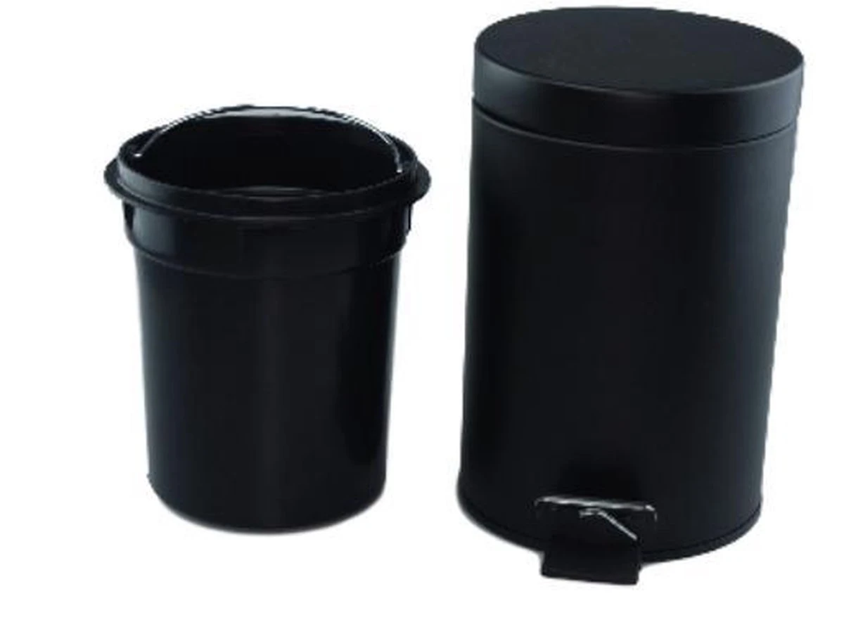 Merkloos Pedaalemmer Zwart - 3 Liter - Metaal 4 Merkloos Pedaalemmer Zwart - 3 Liter - Metaal - Afbeelding 2