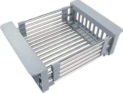 IBright Verstelbare Keukenrek - Gootsteen Mand - Afdruiprek – Vergiet – Verstelbaar In Lengte - Uitschuifbaar - RVS Grijs -Huishoudelijke Schoonmaak 1200x914 1