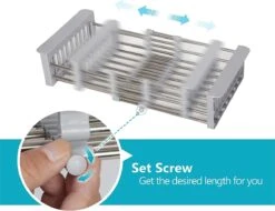 IBright Verstelbare Keukenrek - Gootsteen Mand - Afdruiprek – Vergiet – Verstelbaar In Lengte - Uitschuifbaar - RVS Grijs -Huishoudelijke Schoonmaak 1200x925