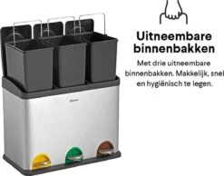 Homra STEPHS Afvalscheiding Prullenbak Met 3 Vakken - 3 X 15L Inhoud - Trio Pedaalemmer - 45 Liter - Vingerafdrukvrij - Vuilafstotend - Anti-slip - Hoogwaardig RVS - Duurzaam ABS Kunststof - RVS - Hygiënisch Recyclen - Afvalscheidingsprullenbak 34 Homra STEPHS Afvalscheiding Prullenbak Met 3 Vakken - 3 X 15L Inhoud - Trio Pedaalemmer - 45 Liter - Vingerafdrukvrij - Vuilafstotend - Anti-slip - Hoogwaardig RVS - Duurzaam ABS Kunststof - RVS - Hygiënisch Recyclen - Afvalscheidingsprullenbak -Huishoudelijke Schoonmaak 1200x942 2