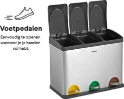 Homra STEPHS Afvalscheiding Prullenbak Met 3 Vakken - 3 X 15L Inhoud - Trio Pedaalemmer - 45 Liter - Vingerafdrukvrij - Vuilafstotend - Anti-slip - Hoogwaardig RVS - Duurzaam ABS Kunststof - RVS - Hygiënisch Recyclen - Afvalscheidingsprullenbak 33 Homra STEPHS Afvalscheiding Prullenbak Met 3 Vakken - 3 X 15L Inhoud - Trio Pedaalemmer - 45 Liter - Vingerafdrukvrij - Vuilafstotend - Anti-slip - Hoogwaardig RVS - Duurzaam ABS Kunststof - RVS - Hygiënisch Recyclen - Afvalscheidingsprullenbak -Huishoudelijke Schoonmaak 1200x958 2