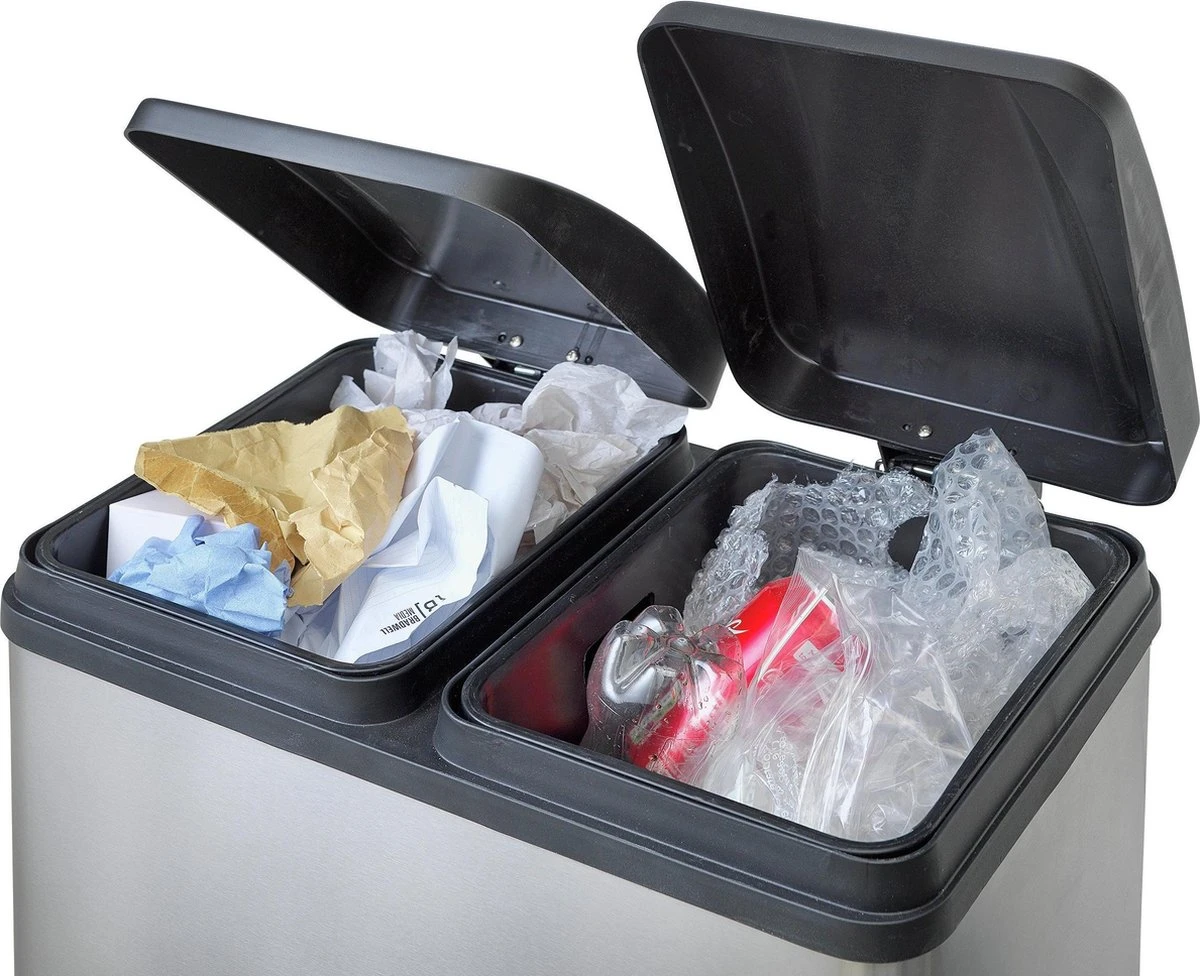 Vuilnisbak 2in1 Recycleer Vuilnisemmer 2x 30L 60 Liter 2 Compartment Pedaalemmer 6 Vuilnisbak 2in1 Recycleer Vuilnisemmer 2x 30L 60 Liter 2 Compartment Pedaalemmer - Afbeelding 4