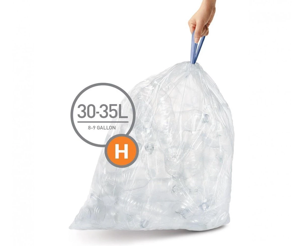 Simplehuman Afvalzak Code H - Kunststof - 30-35 Liter - Pak Van 3x20 Stuks - Transparant 4 Simplehuman Afvalzak Code H - Kunststof - 30-35 Liter - Pak Van 3x20 Stuks - Transparant - Afbeelding 2