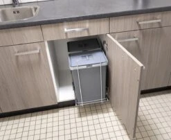 Eleganca Afvalbak 2x24 Liter - Uittrekbare Prullenbak - Vuilnisbak - Afvalscheiding - Inbouw Afvalemmer 48 Liter - Antraciet - B32xD46xH52cm