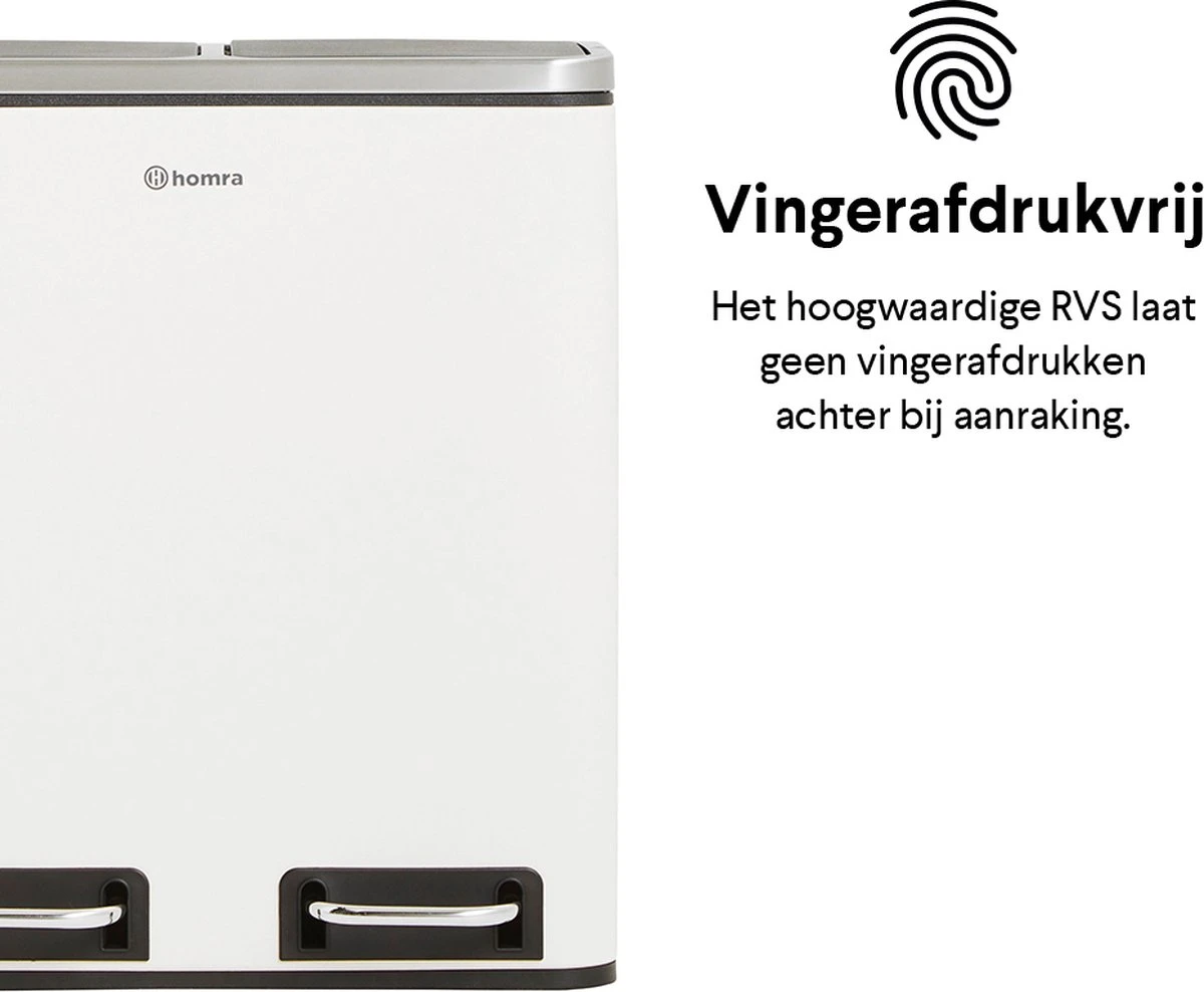 Homra BLINQ Afvalscheiding Prullenbak Met 2 Vakken - 2 X 15 L Inhoud - Duo Pedaalemmer Wit - Afvalemmer 30 Liter - Recycle Afvalbak - Witte Afvalscheidingsprullenbak - Hygiënisch Afval Scheiden - Keuken Vuilbak - Kantoor 9 Homra BLINQ Afvalscheiding Prullenbak Met 2 Vakken - 2 X 15 L Inhoud - Duo Pedaalemmer Wit - Afvalemmer 30 Liter - Recycle Afvalbak - Witte Afvalscheidingsprullenbak - Hygiënisch Afval Scheiden - Keuken Vuilbak - Kantoor - Afbeelding 7
