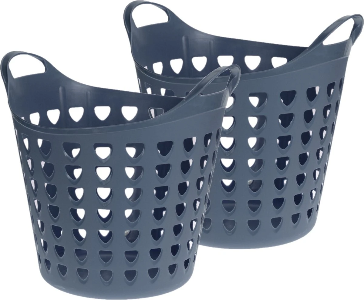 Bella Flexibele Wasmand Rond Blauw 26 Liter - Kunststof - D45 X H40 Cm 4 Bella Flexibele Wasmand Rond Blauw 26 Liter - Kunststof - D45 X H40 Cm - Afbeelding 2