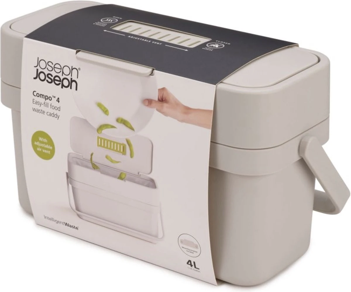 Joseph Joseph Compo Food Afvalemmer - 4L - Stone Wit 12 Joseph Joseph Compo Food Afvalemmer - 4L - Stone Wit - Afbeelding 10