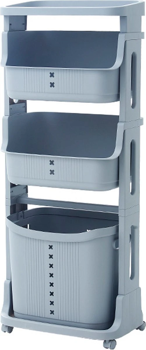 TammaT - Wassorteerder - Wasmand 3 Vakken - Wassorteerder 3 Vakken - Wassorteerder Op Wieltjes - Wasmand - Keukentrolley - Badkamerrek - 43x29x105cm 3 TammaT - Wassorteerder - Wasmand 3 Vakken - Wassorteerder 3 Vakken - Wassorteerder Op Wieltjes - Wasmand - Keukentrolley - Badkamerrek - 43x29x105cm