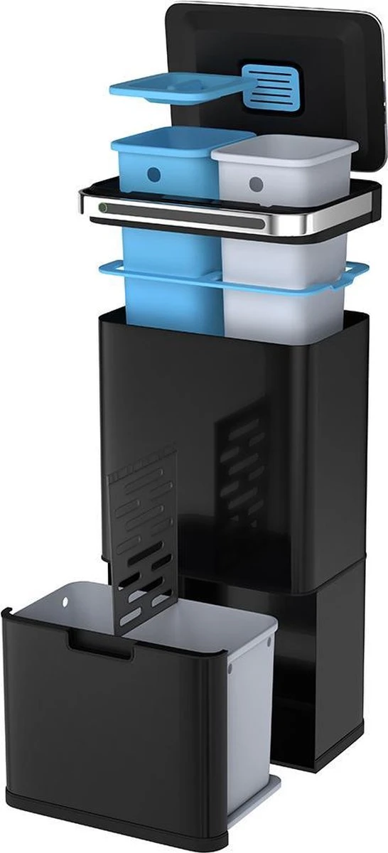 Homra DEXER Afvalscheiding Prullenbak - 4 Vakken - 60 Liter (2×18L + 2×12L) - Recycle Sensor Prullenbak - RVS Afvalemmer - Afvalscheidingsprullenbak - Design Keuken Afvalemmer - Automatische Lucht- En Bacterie Filter - Soft Close Deksel – Kleur Zwart 3 Homra DEXER Afvalscheiding Prullenbak - 4 Vakken - 60 Liter (2×18L + 2×12L) - Recycle Sensor Prullenbak - RVS Afvalemmer - Afvalscheidingsprullenbak - Design Keuken Afvalemmer - Automatische Lucht- En Bacterie Filter - Soft Close Deksel – Kleur Zwart