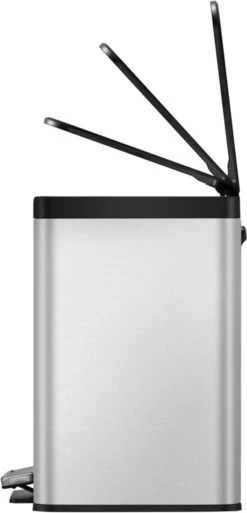 EKO EcoCasa III Recycling Prullenbak - 15 + 15 L - Mat RVS -Huishoudelijke Schoonmaak 578x1200 3