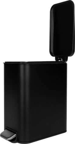 QUVIO Pedaalemmer - Prullenbak Met Deksel - Prullenbakken - Vuilbak - Papierbak - Afvalemmers - Voor Keuken, Badkamer, Kantoor, Toilet En Slaapkamer - Metaal - Met 1 Compartiment - Inhoud 5 Liter - Zwart -Huishoudelijke Schoonmaak 625x1200 2