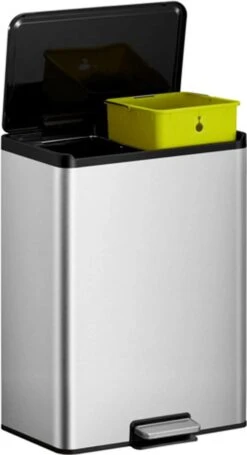 EKO Essential Prullenbak - 2x 20 L - Mat RVS -Huishoudelijke Schoonmaak 652x1200