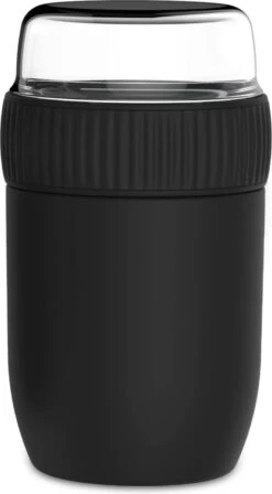 Coninx Thermos Lunchbox - Muesli Beker To Go - Isoleer Lunchpot - Yoghurtbeker To Go - Mueslibeker 840ml (600ml+240ml) - RVS / Zwart -Huishoudelijke Schoonmaak 662x1200