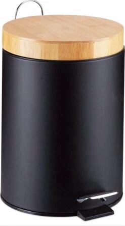 OMID HOME® - Bamboe Pedaalemmer - 12liter - Afvalemmer Badkamer - Afvalbak Toilet - Softclose - Zwart -Huishoudelijke Schoonmaak 667x1200 1