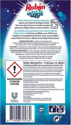 Robijn Intense Morgenfris Droogtrommeldoekjes - 9 X 20 Stuks - Voordeelverpakking -Huishoudelijke Schoonmaak 683x1200