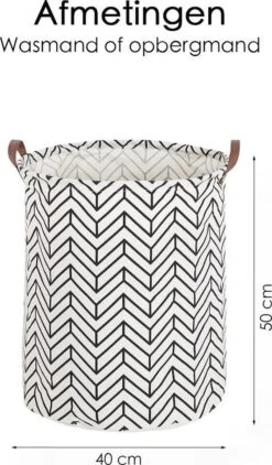 Merkloos Wasmand - Opbergzak - 60L - Waterproof - Zwart/wit -Huishoudelijke Schoonmaak 703x1200 1